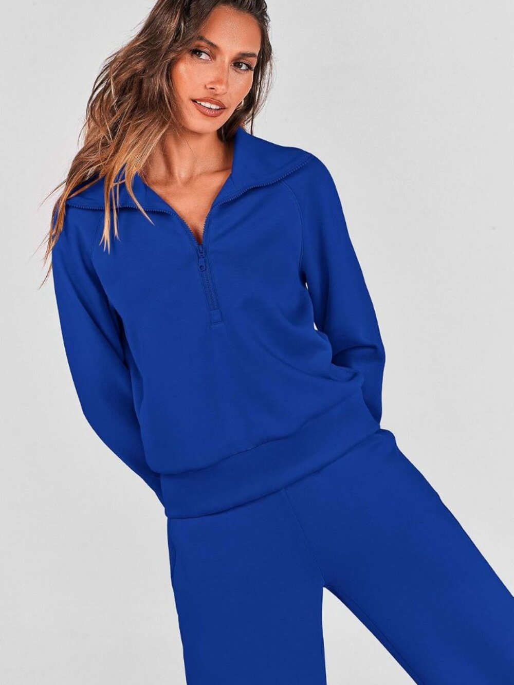 PRETTYGARDEN Half Zip 2 Piece Lounge Set Royal Blue XL - Picture 4 of 8